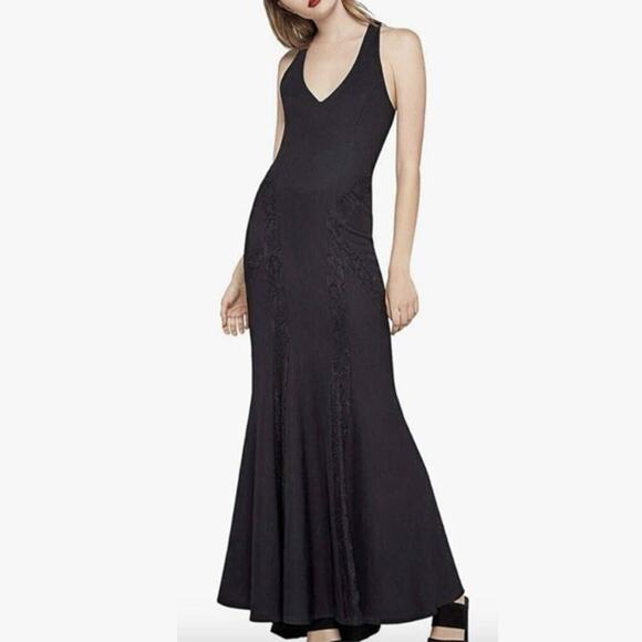 BCBGeneration Black Lace Insert Racerback Maxi Dress Size XS - Picture 1 of 7